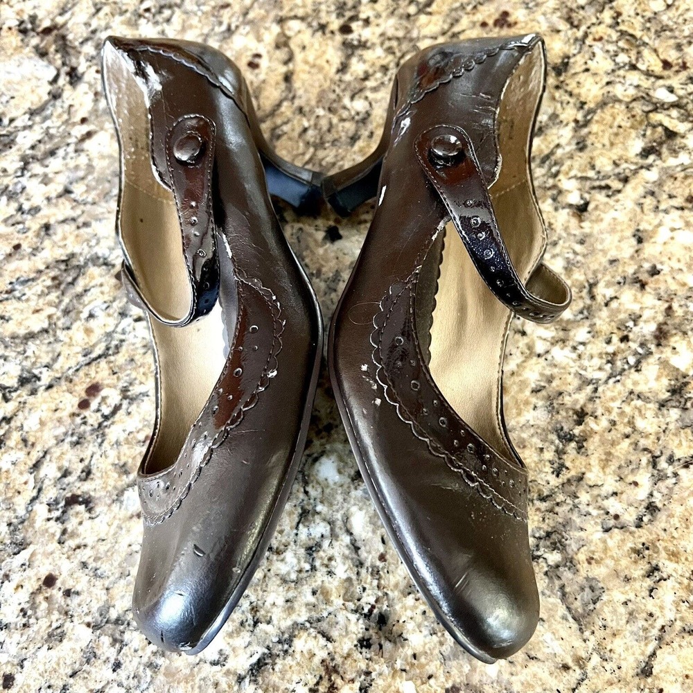MADDEN GIRL {Size 8} Chocolate Brown Kitten Heels Mary Jane Buckle Round Toe - Picture 14 of 16